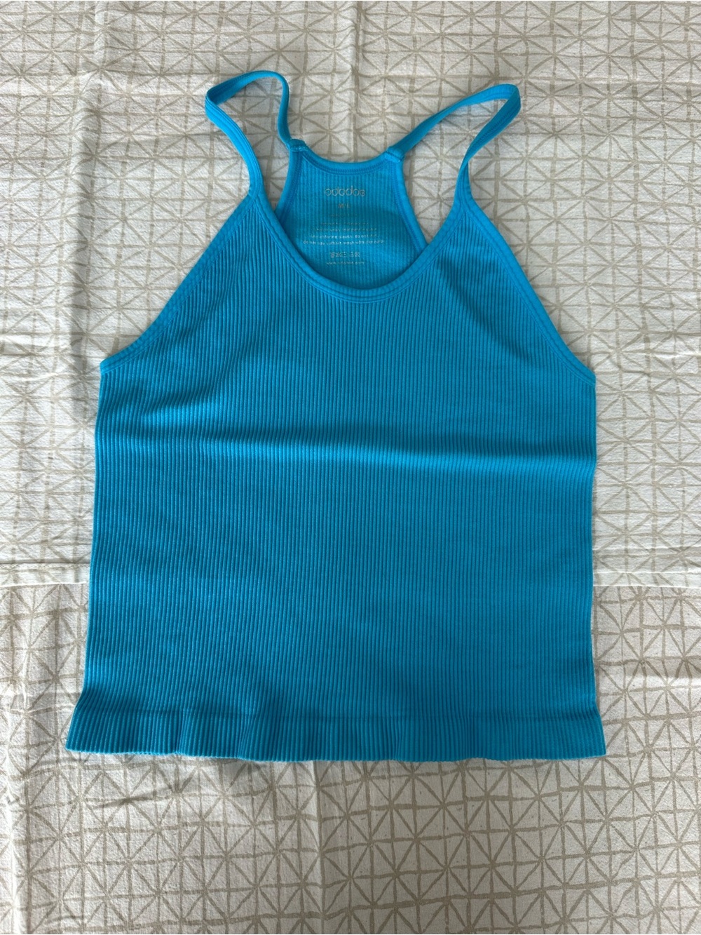 Ododos Ribbed Racerback Crop Top in Blue